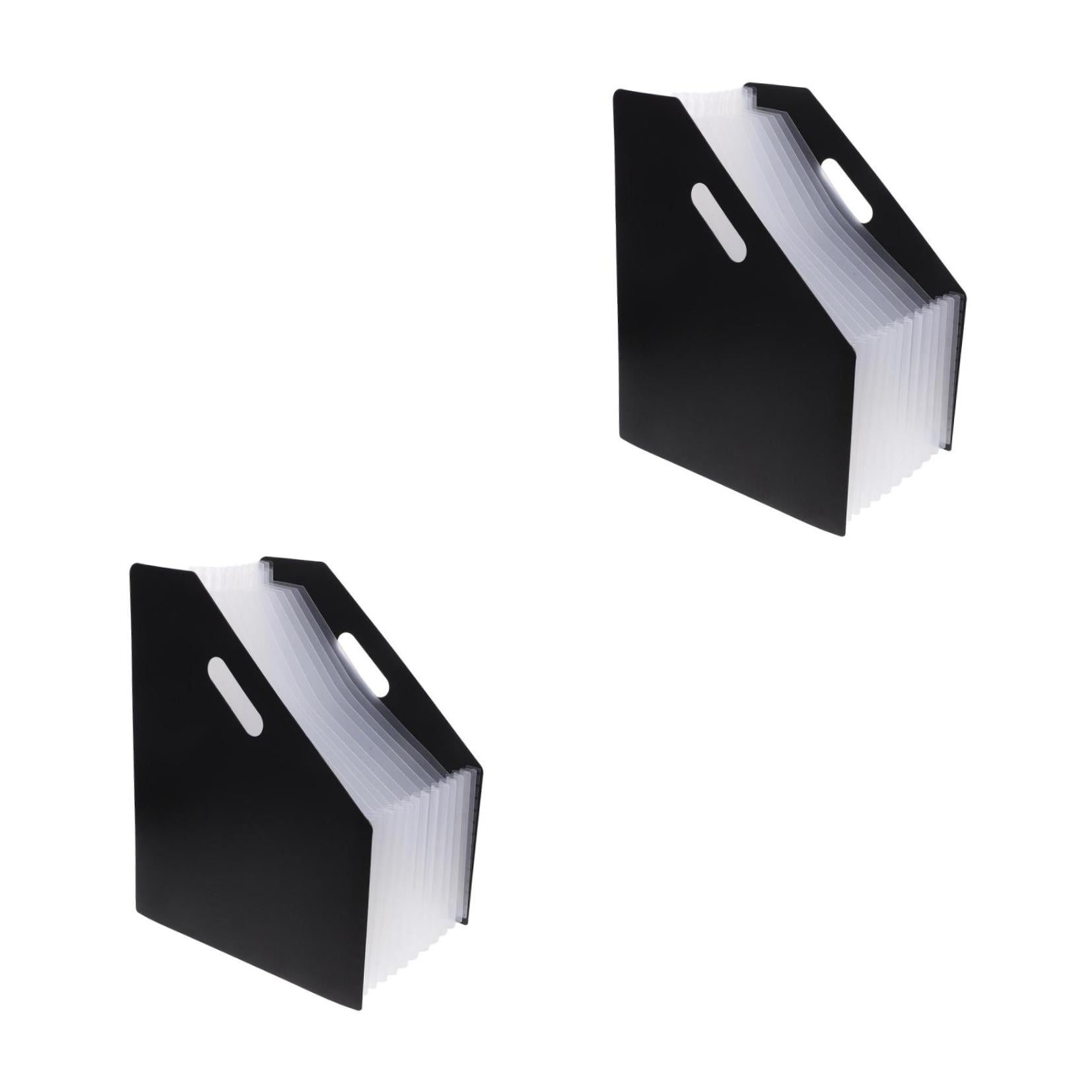 FOMIYES Stylish Black PP Accordion Folder Space-Saving Design for Office Use 2Pcs