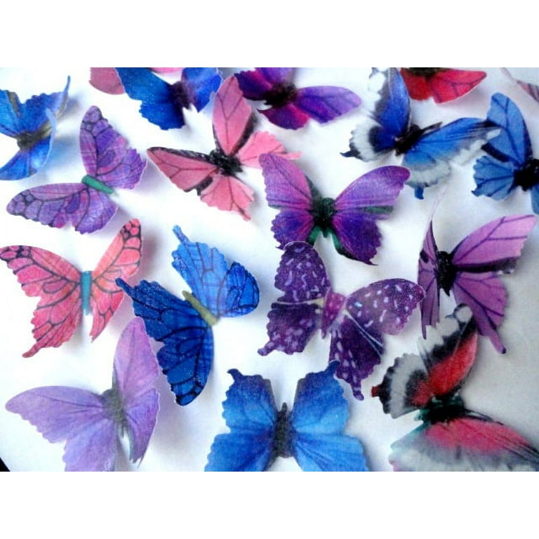40 Pcs Birthday Cake Toppers Butterflies Cake Decorating Butterfly Cake  Decorations Wafer Paper Edible Sheets Edible Flowers