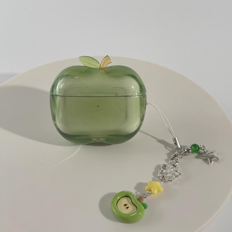 Apple green headpiece with charging case Amazon.com: Apple-Shaped Wireless Earbuds Case,Transparent  main image 2