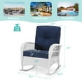 thumbnail image 5 of MEETWARM Outdoor Wicker Rocking Chairs Set of 2, Rattan Patio Rocker Chairs with Thick Cushions and High Back, All-Weather Patio Wicker Chair with Safe Rocking Design for Garden, White Wicker/Navy, 5 of 8