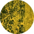 thumbnail image 1 of Ahgly Company Machine Washable Indoor Round Abstract Yellow Modern Area Rugs, 4' Round, 1 of 4