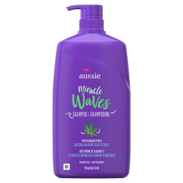 2X - Aussie Miracle Waves Anti-Frizz Hemp Shampoo - 26.2 oz