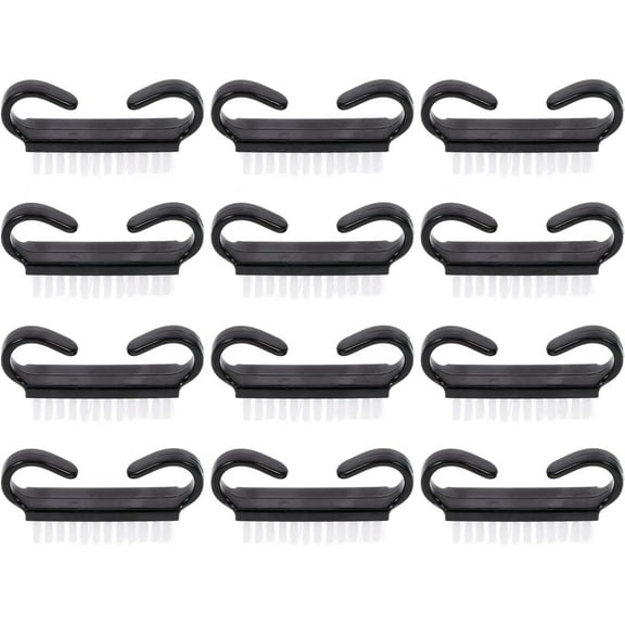 Nail Brush Nail Brushes Handle Grip Nail Brush, Fingernail Scrub Nail Cleaning Brushes, Manicure Cleaning Brushes for Toes and Nails Cleaner (Black, 12pcs) Nail Cleaning Brush Cleanser
