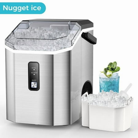 COWSAR Nugget Ice Maker Countertop, Soft Chewable Nugget Ice Cubes Machine, One-Button Quick Ice Making 34Lbs/Day, Self-Cleaning, Portable Stainless Steel Ice Machine
