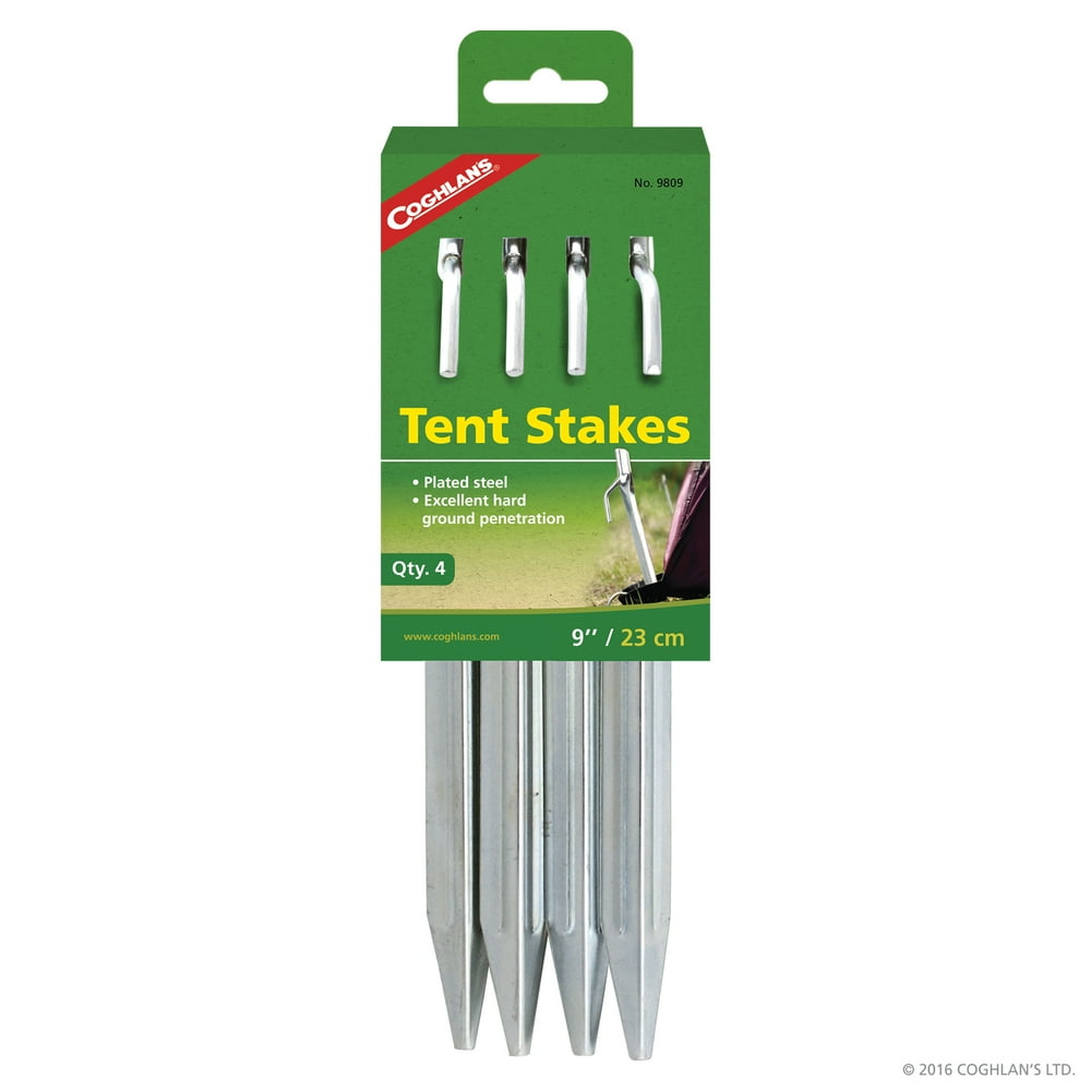 9" Steel Tent Stakes Pkgd