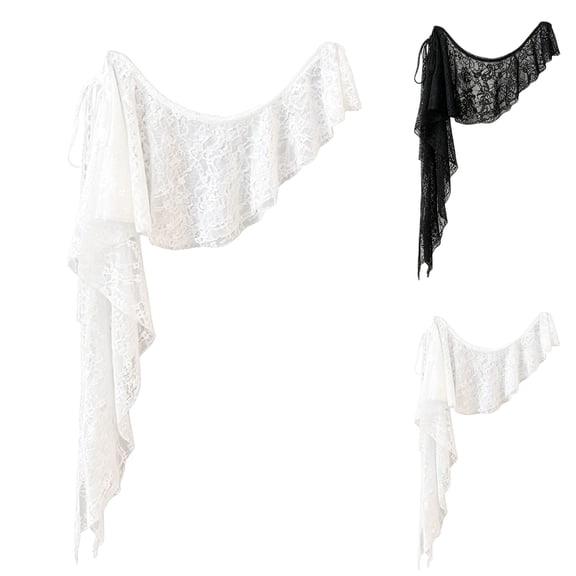 ManxiVoo Lace Wrap Asymmetrical Layered Skirt with Tie Waist Scarf Belt for Women Casual Wear