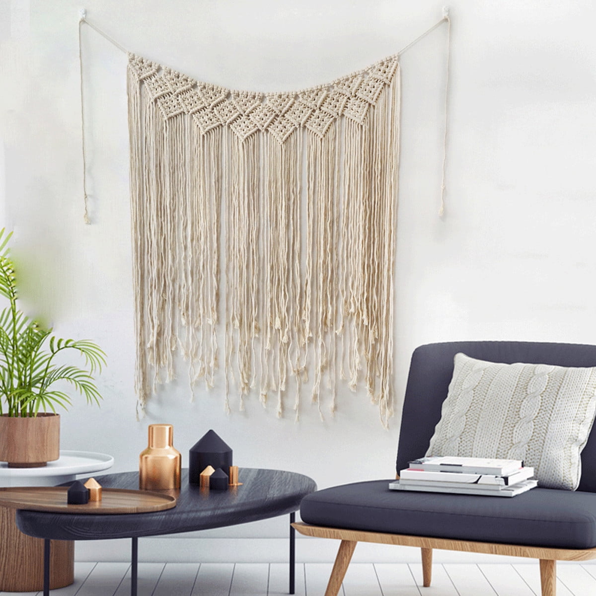 Macrame Rustic Bohemian Wall Art Hanging Tapestry Hand Woven Cotton ...