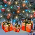 thumbnail image 4 of Set of 3 Christmas Lighted Gift Boxes with Plug with 60 LED Warm White Mini String Lights Indoor Outdoor Christmas Decorations Present Boxes with Silver Tinsel for Indoor Outdoor Yard Holiday Door, 4 of 10