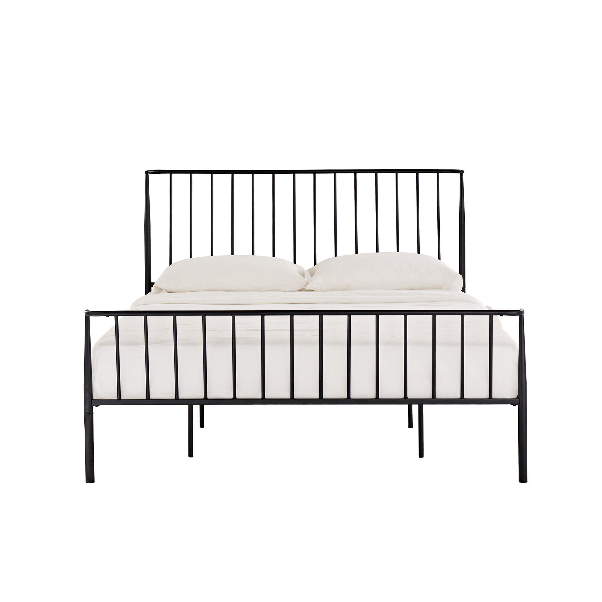Weston Home Luling Queen Metal Slat Bed, Matte Black