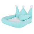 thumbnail image 4 of Sofá pequeño con forma de corona para mascotas, cojín para dormir, minialmohada de algodón de felpa, cama para hámster, verde, L, 4 of 5