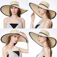 thumbnail image 3 of Women's Wide Brim Sun Hat Straw Hat Summer Holiday Adjustable, 3 of 5