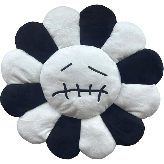 Smile Face Plush Rainbow Pillow, Sunflower Indie Decor Plush Pillow Soft & Comfortable Flower Floor Pillow for Home Reading Bed Room Decoration (White, 40CM)