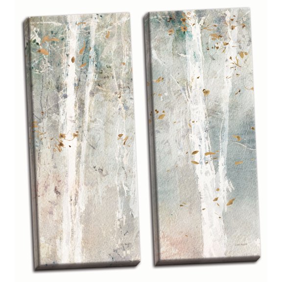 Gango Home Decor Shabby-Chic A Woodland Walk V & VI by Lisa Audit (Ready to Hang); Two 12x36in Hand-Stretched Canvases