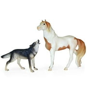 Breyer Mustangs Horse Set - Sacred Medicine Hat Stallion and Howling Grey Wolf