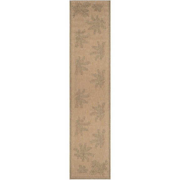 SAFAVIEH Courtyard Annabelle Floral Indoor/Outdoor Runner Rug, Natural/Gold, 2'3" x 10'