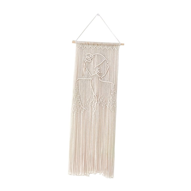 Tapiz de macramé para decoración de pared, tapiz con borlas, elegante y moderno fondo para sala de estar. Lados