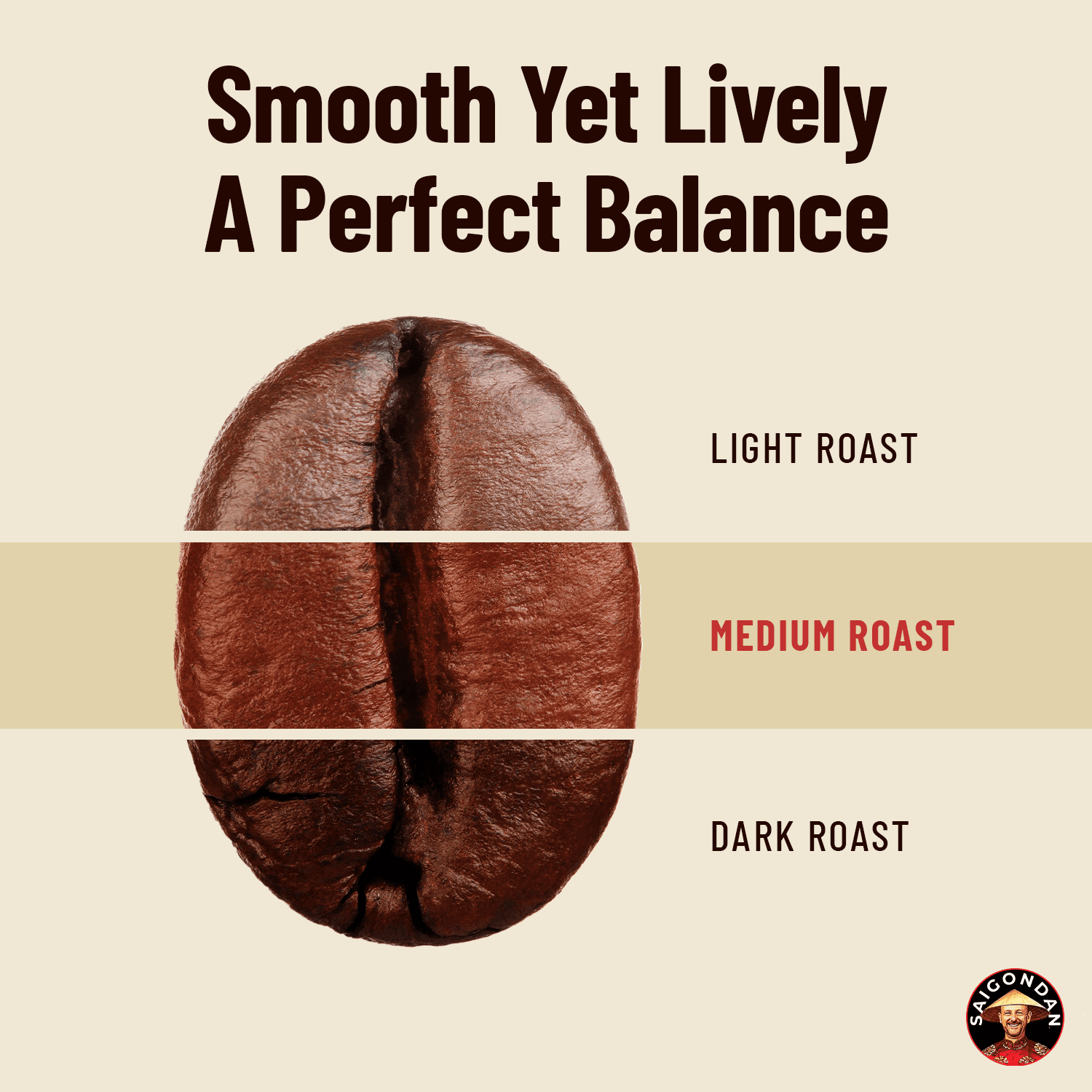 Saigondan Whole Bean Coffee - Harmony | Medium Roast | 100% Arabica | Vietnamese Single Origin | Roasted in Small Batch | Direct Trade | Full Bodied | No Preservatives | 12 Oz