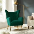 thumbnail image 2 of Velvet Accent Chair Wingback Home Lounge Single Sofa Upholstered Tufted High Back Golden Leg Living Room Adult Green, 2 of 7