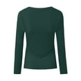 thumbnail image 5 of Tittly Basic Tees T Shirts for Women Women's Spring And Summer Pure Color Stripes High Elastic Long Sleeved Undershirt Top Womens Long Sleeve Tops Tshirts Shirts Green XXL, 5 of 6