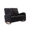 thumbnail image 3 of Velvet Rocking Chair, Modern Upholstered Tall Back Accent Loveseat Sofa with Fabric Padded Seat and Solid Wood Base, Comfortable Nursery Rocking Armchair with Side Pocket for Living Room, Black, 3 of 7