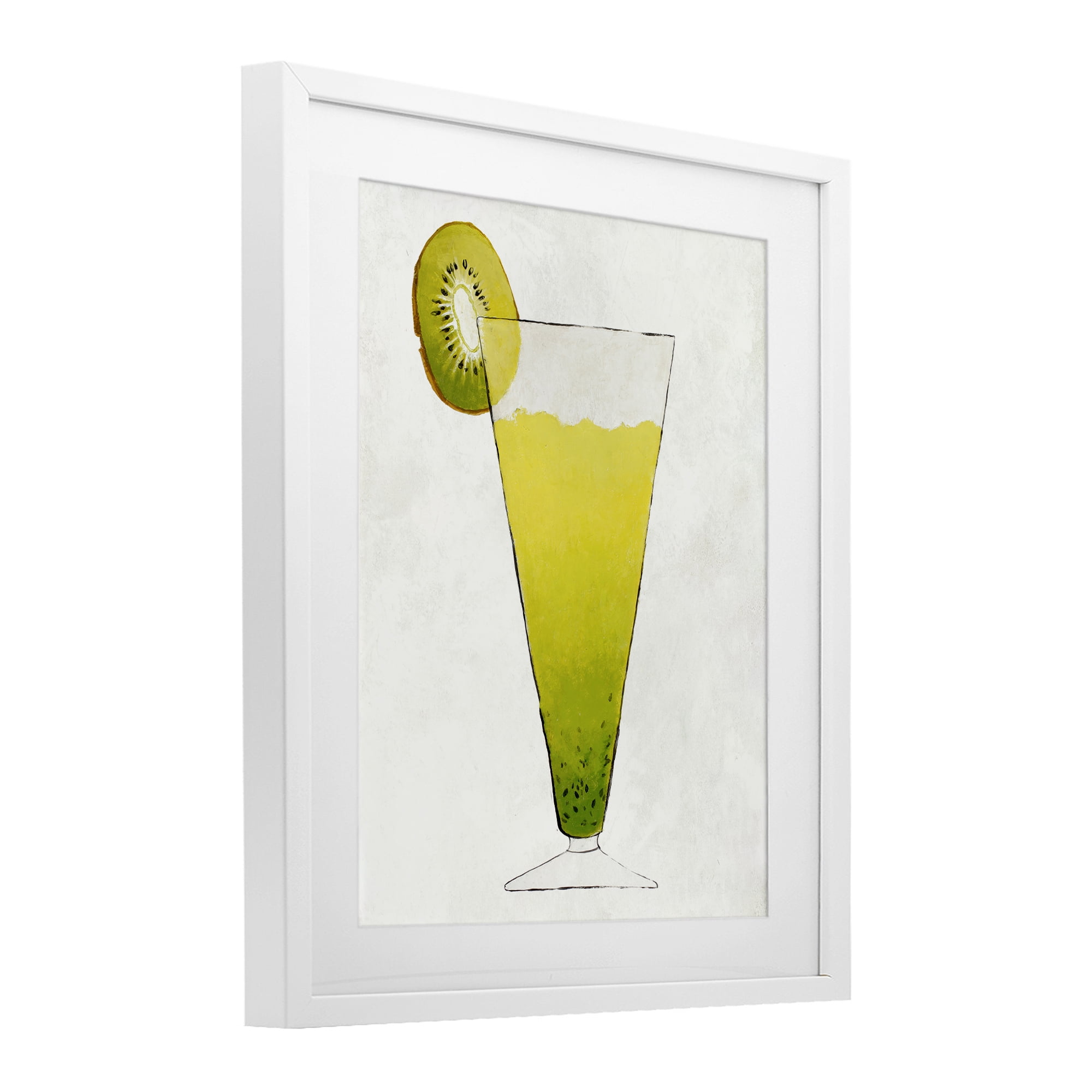 Stupell Industries Summer Cocktail Kiwi Slice White Framed Print Under Glass, design by Lorenzo Collective