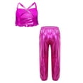 thumbnail image 2 of Haitryli Kids Girls Ballet Modern Jazz Latin Ballroom Dance Outfit Shiny Sequin Camisole Crop Tops with Pants Set Hot Pink 6, 2 of 3