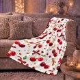 thumbnail image 6 of Red Cherry Gold Bow Festive, Festive Holiday Scene, Warm Flannel Blanket for Living Room and Family Room with Detailed Artwork, Art Lovers Housewarming Gift, Festive Home Decor, 6 of 9