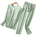 thumbnail image 2 of Mens Thin Long Johns Set Ice Silk Long Underwear Long Sleeves Top/bottom/2pc Set, 2 of 9