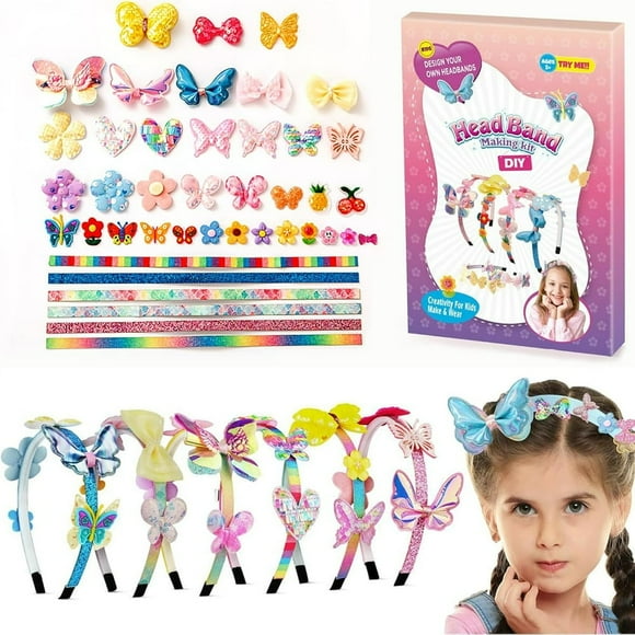 YOPTOP Arts et Artisanat pour Enfants de 6 à 12 Ans Jouets pour Filles de 6 7 8 9 Ans / Trousse d'Accessoires pour Cheveux de Filles Fashion / Qui Permet aux Filles de Créer Leurs Propres Accessoires pour Cheveux Papillon DIY Uniques