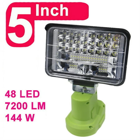 5 Inch 48LED 144W Cordless LED Work Light For RYOBI 14.4V 18V Lithium Nickel One+ Battery P108