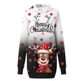 thumbnail image 3 of Women Christmas Hoodie Dress Pullover With Pocket Long Sleeve Elk Print Sweatshirt, 3 of 5
