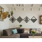 Hencely Four Elements Metal Wall Art - Set of 4, 15.75-inch Each Piece - Stylish Black Metal Decor