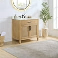 thumbnail image 3 of Solana 36" Wood Vanity in Weathered Fir Calacatta White Quartz Top no Mirror, 3 of 14