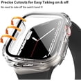 thumbnail image 4 of Yanonmyfd fundas rígidas para PC compatibles con Apple Watch Series 9 8 7, funda protectora completa con protector de pantalla de vidrio templado para Apple Watch 45mm (Transparente), 4 of 13