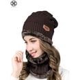thumbnail image 3 of Luxtrada 2PCs/Set Womens Mens Winter Hat Warm Thick Beanie Cap + Scarf for Winter Knit Ski Beanies (Brown), 3 of 7