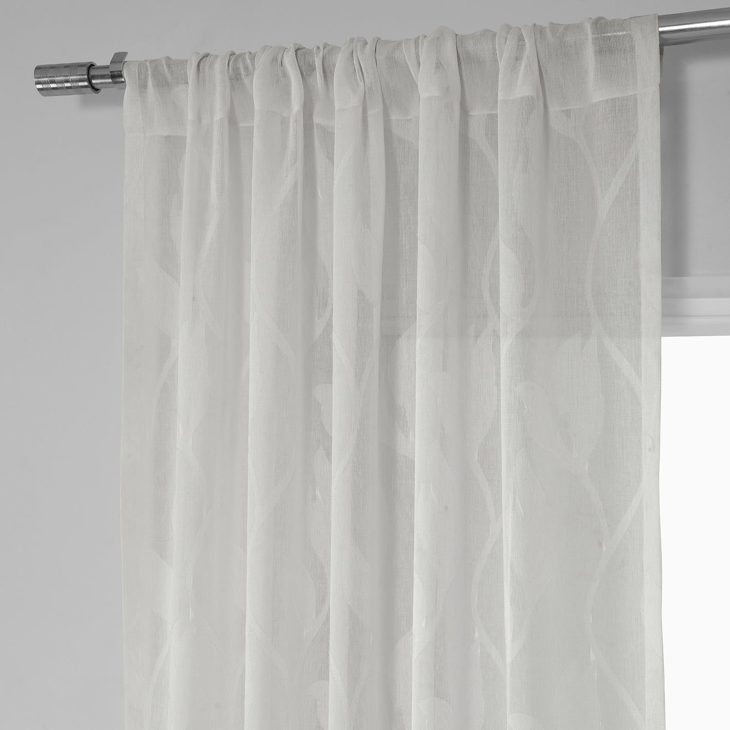 Avignon Vine Patterned Faux Linen Sheer Curtain (1 Panel), Avignon Vine, 50W X 108L
