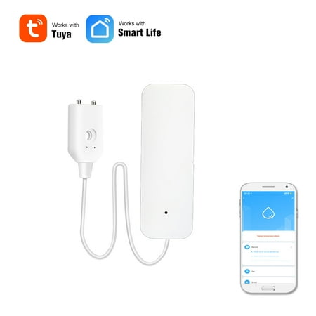 

WIFI Water Leak Sensor Water Leakage Intrusion Detector Alert Water Level Overflow Alarm Tuya Smart Life App Remote Control for Home House