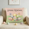 thumbnail image 4 of PONPRNGY 1Pc Easter Eggs Basket Bunny Throw Pillow Cover, 17 x 17 Inch Flowers Cushion Case Decoration for Sofa Couch, 4 of 6