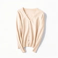 thumbnail image 2 of BXJX Girls Cardigan Sweaters, Casual Button Down Long Sleeve V Neck Fall Knit Layering Tops Beige Size 8-9 T, 2 of 5
