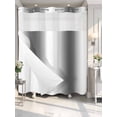 thumbnail image 4 of Gray White Ombre No Hook Shower Curtain Waterproof,Bathroom Curtains with Snap in Liners and See Through Top Window,Modern Abstract Art Farmhouse Gradient Hotel Bathtub Curtains Shower 66"Wx72"L, 4 of 8