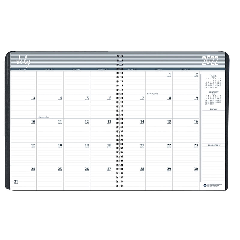 Monthly Calendar Academic Planner Book, 14 Months (Jul-Aug), 8.5' x 11'