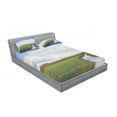 thumbnail image 3 of Ambesonne Nature Fitted Sheet & Pillow Sham Set, Calm River Meadow Trees, Twinxl, Green Blue White, 3 of 3