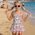 thumbnail image 3 of Xixirimido Horses Strawberry Floral Print Girls One-piece Swimsuits Sleeveless Swimwear with Skirt & Built-in Shorts Hawaiian Beach Vacation Modest Bathing Suit, 12-13 Years, 3 of 7
