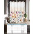 thumbnail image 6 of No Hook Shower Curtain with Snap in Liner Colorful Flowers Shower Curtain -Fabric Waterproof Inner Liner, Watercolor Floral Plants Retro Linen Shower Curtains Washable 72"x84", 6 of 9