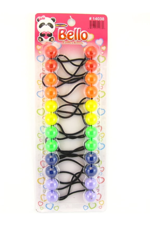 Bello Assorted Color 16 mm Twinbead Ball Ponytail Holders - 12 Pcs.