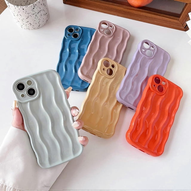Water Ripple Pattern Curly Wave Frame Soft Compatible with iPhone Case (Pink,iPhone 13 Pro Max)