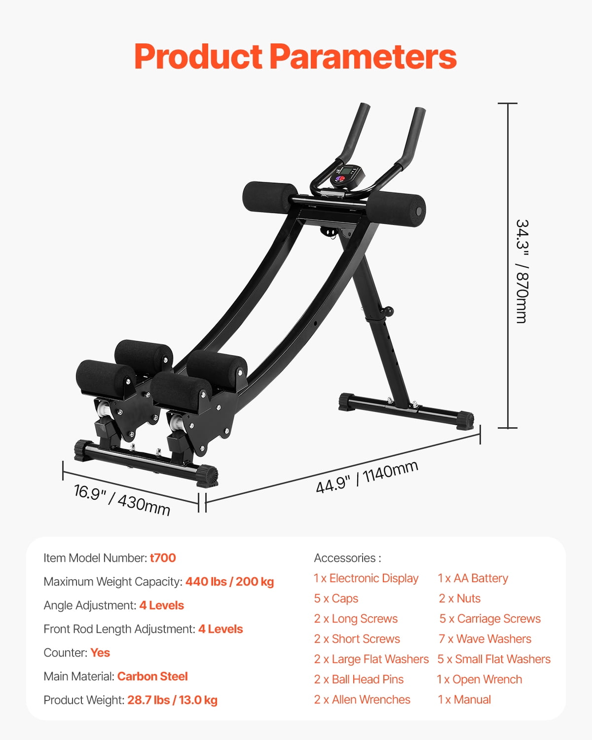 KFFKFF Core Exercise Device, Home Gym Dual-Track Abdominal Equipment, Core and Abdominal Trainer for Females, 440 lbs Load Limit for Strength Training, Adjustable Foldable Abdominal Cruncher