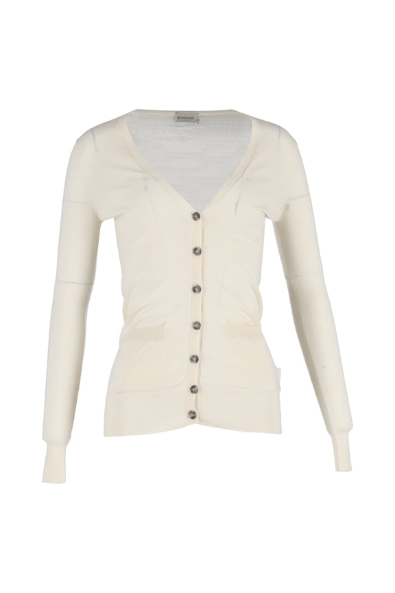 Pre-Owned Moncler Buttoned Cardigan in Cream Wool