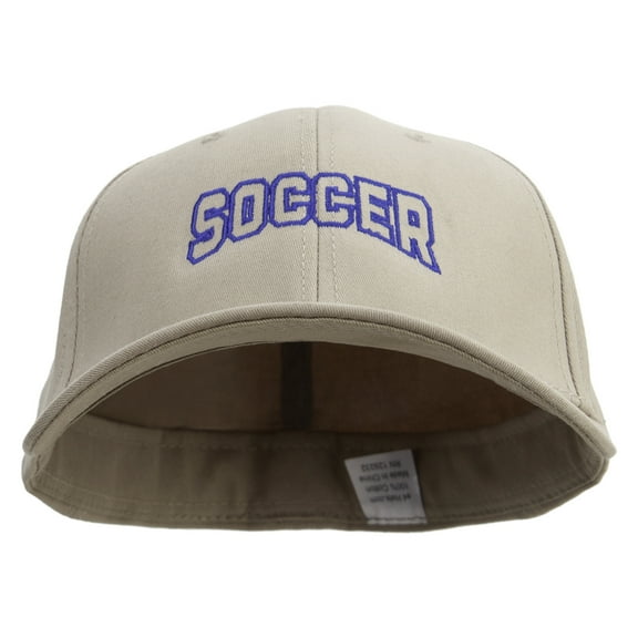Linear Soccer Logo Embroiderd Big Size Stretchable Deluxe Fitted Cap - Khaki XL-2XL