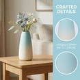 thumbnail image 2 of REGALWOVEN Modern White Ceramic Vase Slim Ribbed Bud Vase for Flowers, Minimalist Decorative Small Vase for Shelf, Vanity Sky Blue 2.4"L x 2.4"W x 5"H, 2 of 5